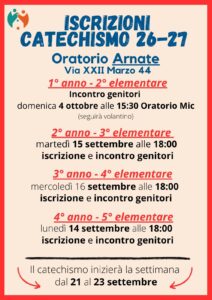 Iscrizioni Catechismo 2026–2027: date e incontri con i genitori